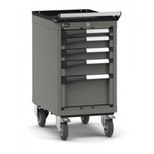 Cassettiera porta attrezzi con ruote, 5 cassetti 1x50 2x75 1x200, L408 x P573 x H822 mm