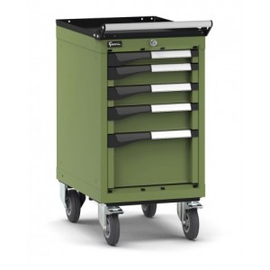 Cassettiera porta attrezzi con ruote, 5 cassetti 1x50 2x75 1x200, L408 x P573 x H822 mm