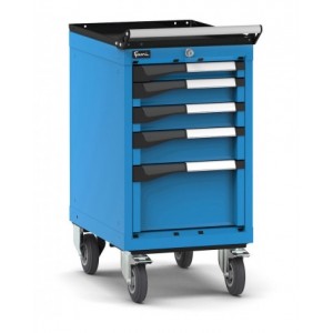 Cassettiera porta attrezzi con ruote, 5 cassetti 1x50 2x75 1x200, L408 x P573 x H822 mm