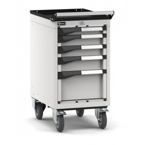 Cassettiera porta attrezzi con ruote, 5 cassetti 1x50 2x75 1x200, L408 x P573 x H822 mm
