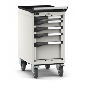 Cassettiera porta attrezzi con ruote, 5 cassetti 1x50 2x75 1x200, L408 x P573 x H822 mm