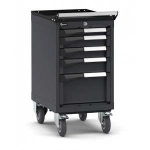 Cassettiera porta attrezzi con ruote, 5 cassetti 1x50 2x75 1x200, L408 x P573 x H822 mm