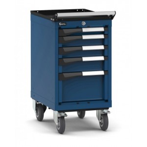 Cassettiera porta attrezzi con ruote, 5 cassetti 1x50 2x75 1x200, L408 x P573 x H822 mm