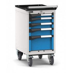 Cassettiera porta attrezzi con ruote, 5 cassetti 1x50 2x75 1x200, L408 x P573 x H822 mm