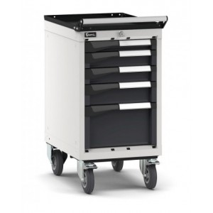 Cassettiera porta attrezzi con ruote, 5 cassetti 1x50 2x75 1x200, L408 x P573 x H822 mm