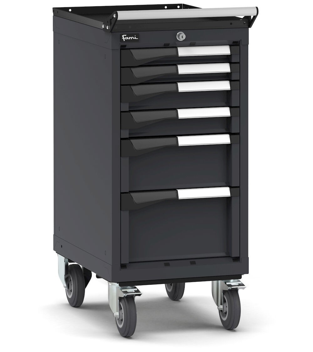 Cassettiera porta attrezzi con ruote, 6 cassetti 2x50 2x75 1x150 1x200, L408 x P573 x H922 mm