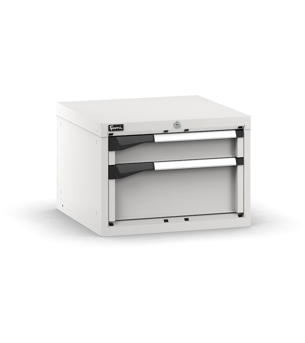 Blocco cassettiera da banco, 2 cassetti 1x100 1x200, L561 x P573 x H400 mm