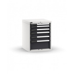 Blocco cassettiera da banco, 6 cassetti 1x50 2x75 2x100 1x200, L561 x P573 x H700 mm