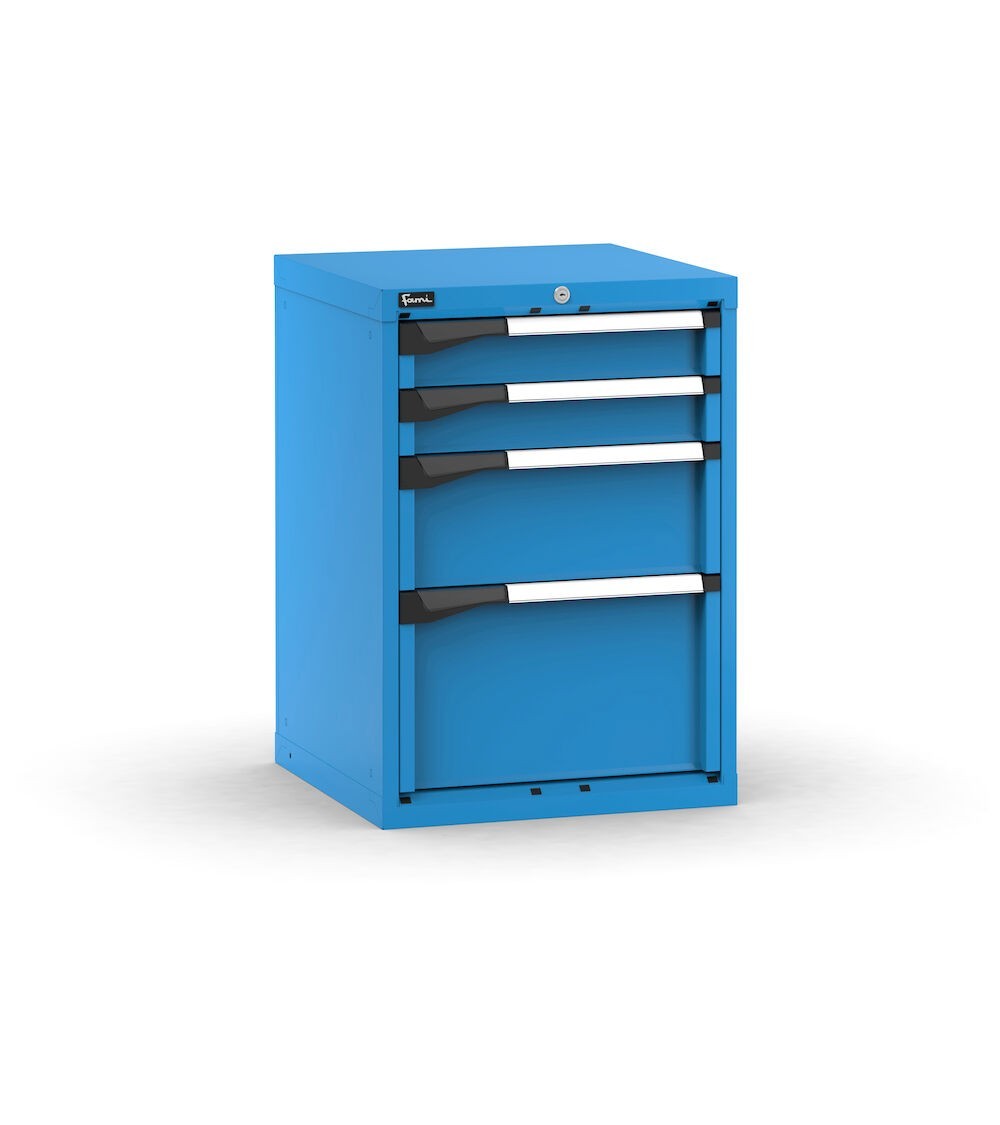 Blocco cassettiera da banco, 4 cassetti 2x100 1x200 1x300, L561 x P573 x H800 mm