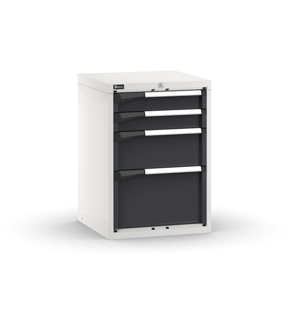 Blocco cassettiera da banco, 4 cassetti 2x100 1x200 1x300, L561 x P573 x H800 mm