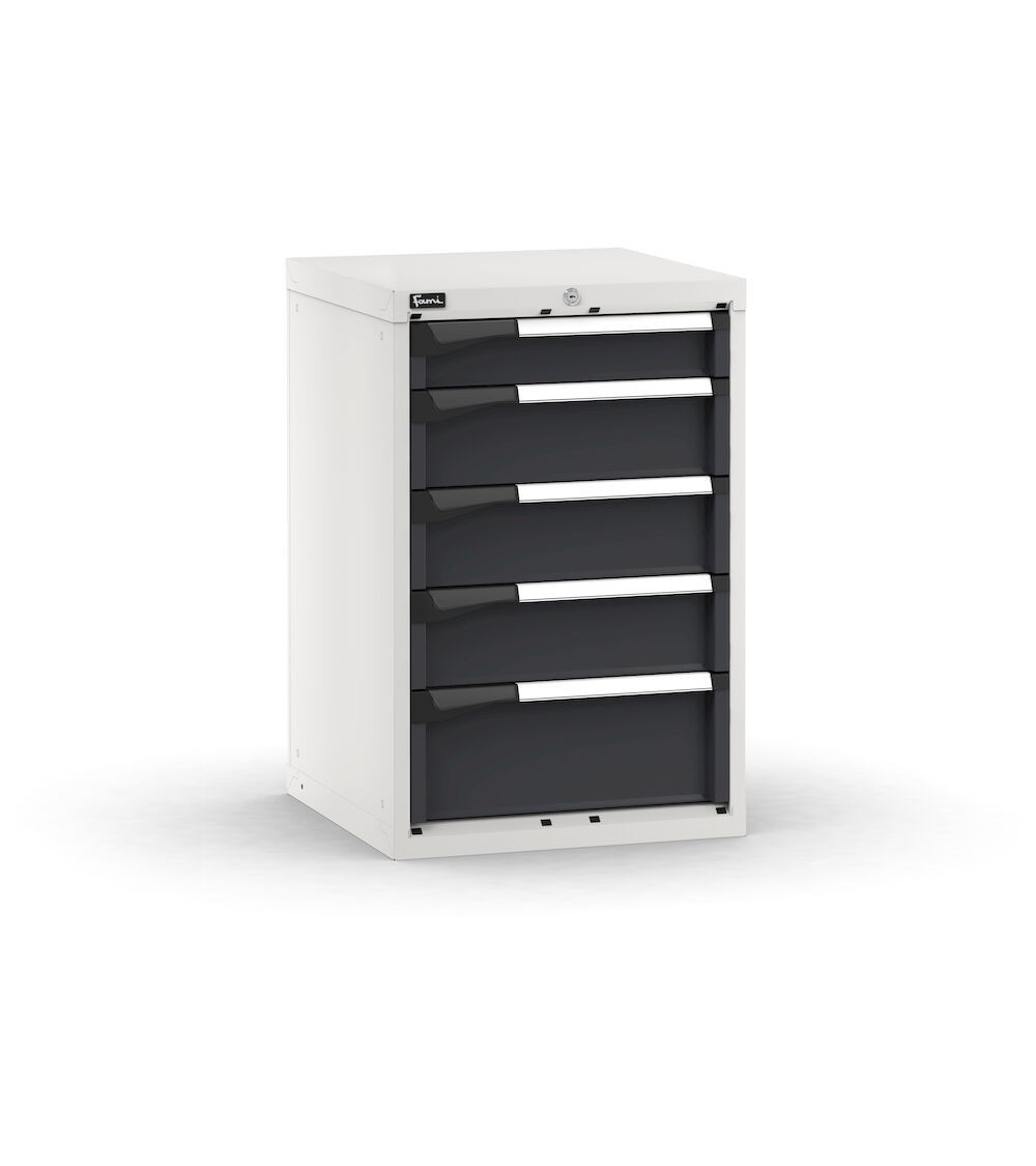 Blocco cassettiera da banco, 5 cassetti 1x100 3x150 1x200, L561 x P573 x H850 mm