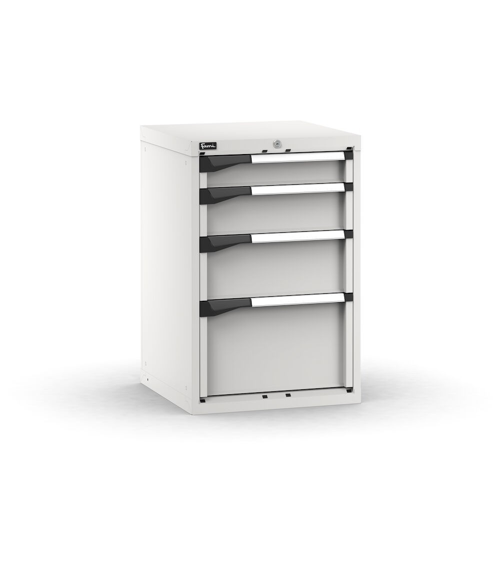 Blocco cassettiera da banco, 4 cassetti 1x100 1x150 1x200 1x300, L561 x P573 x H850 mm