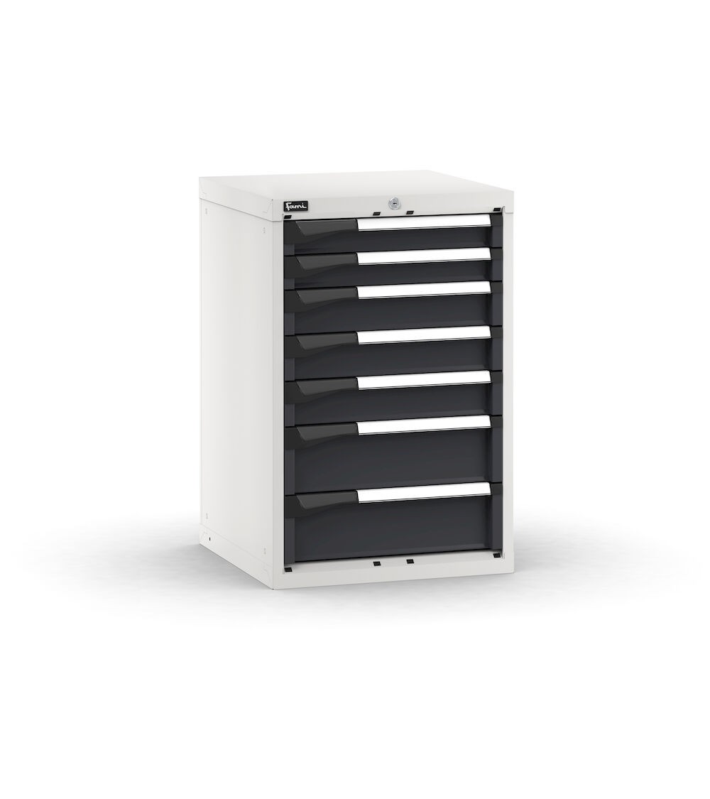 Blocco cassettiera da banco, 7 cassetti  2x75 3x100 2x150, L561 x P573 x H850 mm