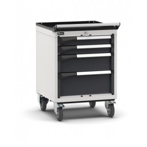 Cassettiera porta attrezzi con ruote, 4 cassetti 2x75 1x150 1x200, L561 x P573 x H822 mm