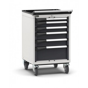 Cassettiera porta attrezzi con ruote, 6 cassetti  1x50 2x75 2x100 1x200, L561 x P573 x H922 mm
