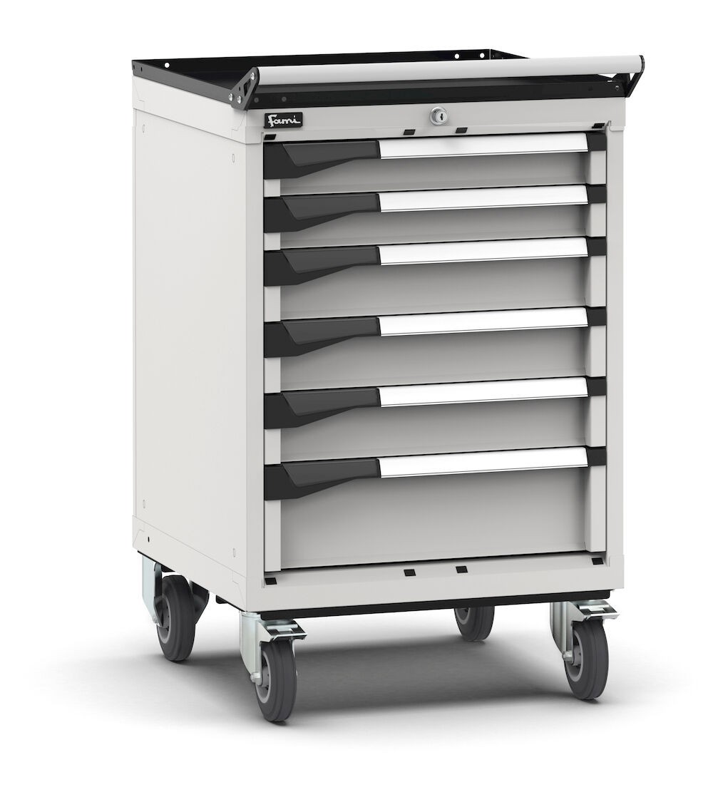 Cassettiera porta attrezzi con ruote, 6 cassetti 2x75 3x100 1x150, L561 x P573 x H922 mm