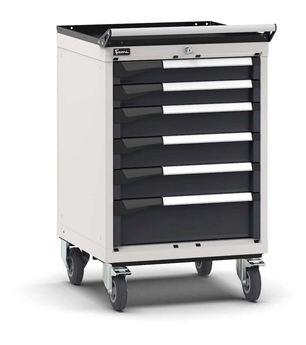 Cassettiera porta attrezzi con ruote, 6 cassetti 2x75 3x100 1x150, L561 x P573 x H922 mm