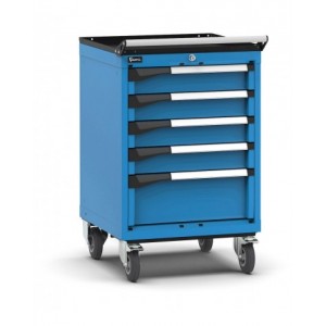 Cassettiera porta attrezzi con ruote, 5 cassetti 4x100 1x200, L561 x P573 x H922 mm