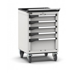 Cassettiera porta attrezzi con ruote, 5 cassetti 4x100 1x200, L561 x P573 x H922 mm