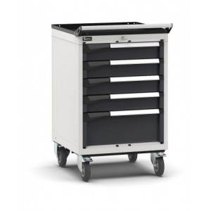 Cassettiera porta attrezzi con ruote, 5 cassetti 4x100 1x200, L561 x P573 x H922 mm