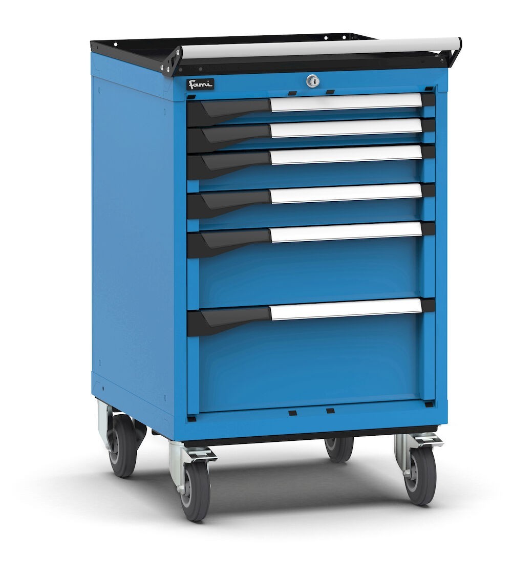 Cassettiera porta attrezzi con ruote, 6 cassetti 2x50 2x75 1x150 1x200, L561 x P573 x H922 mm