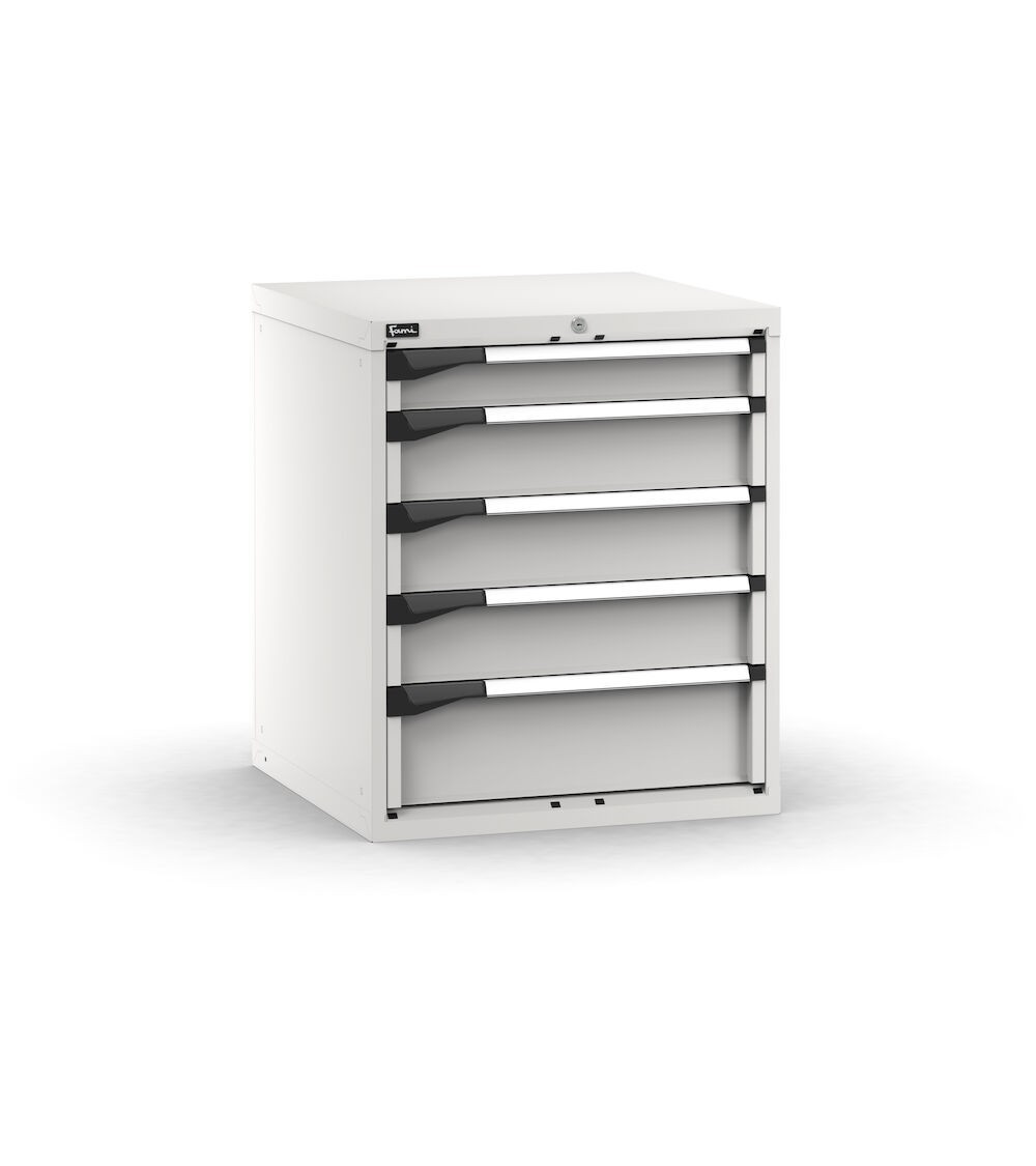 Blocco cassettiera da banco, 5 cassetti  1x100 3x150 1x200, L714 x P726 x H850 mm