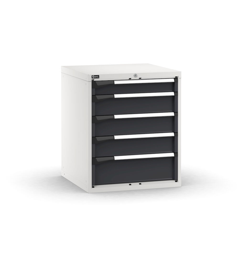 Blocco cassettiera da banco, 5 cassetti  1x100 3x150 1x200, L714 x P726 x H850 mm