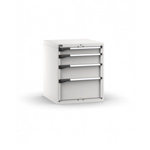 Blocco cassettiera da banco, 4 cassetti ad estrazione telescopica 1x100 1x150 1x200 1x300, L714 x P726 x H850 mm