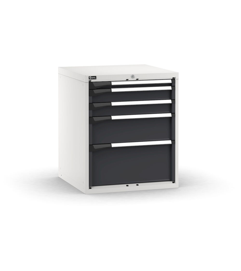 Blocco cassettiera da banco, 5 cassetti  1x50 2x100 1x200 1x300, L714 x P726 x H850 mm
