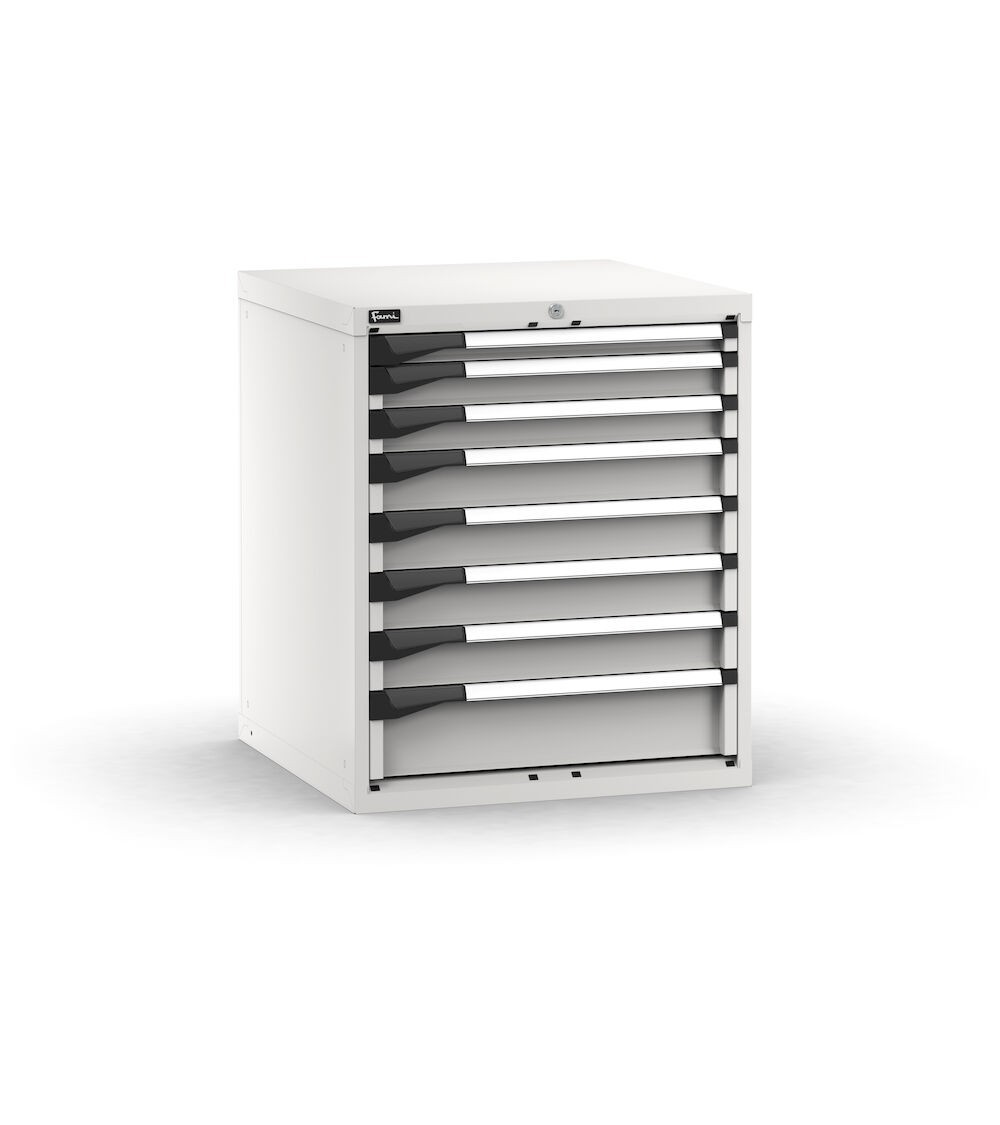 Blocco cassettiera da banco, 8 cassetti 1x50 2x75 4x100 1x150, L714 x P726 x H850 mm