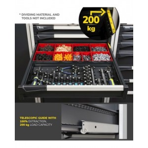 Cassettiera porta attrezzi, 9 cassetti 9x100, L714 x P726 x H1000 mm