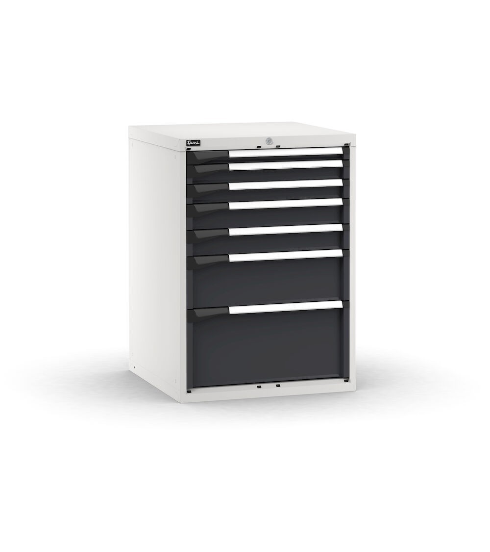 Cassettiera porta attrezzi, 7 cassetti 1x50 2x75 2x100 1x200 1x300, L714 x P726 x H1000 mm