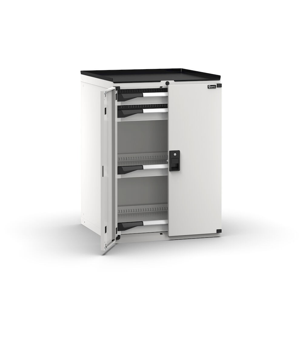 Armadietto portautensili con 2 ante a battente, 4 cassetti, L714 x P726 x H1022 mm