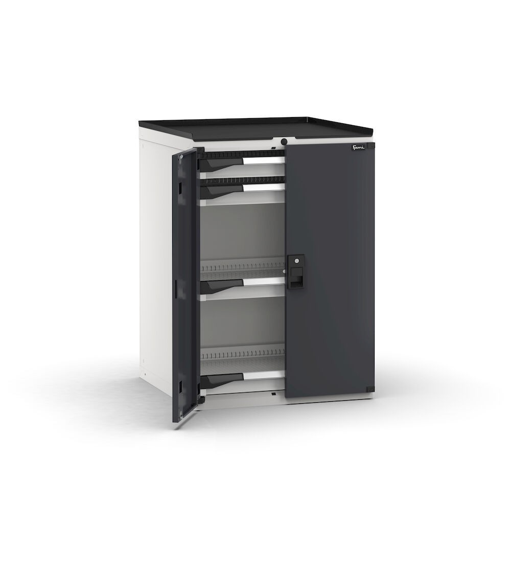 Armadietto portautensili con 2 ante a battente, 4 cassetti, L714 x P726 x H1022 mm