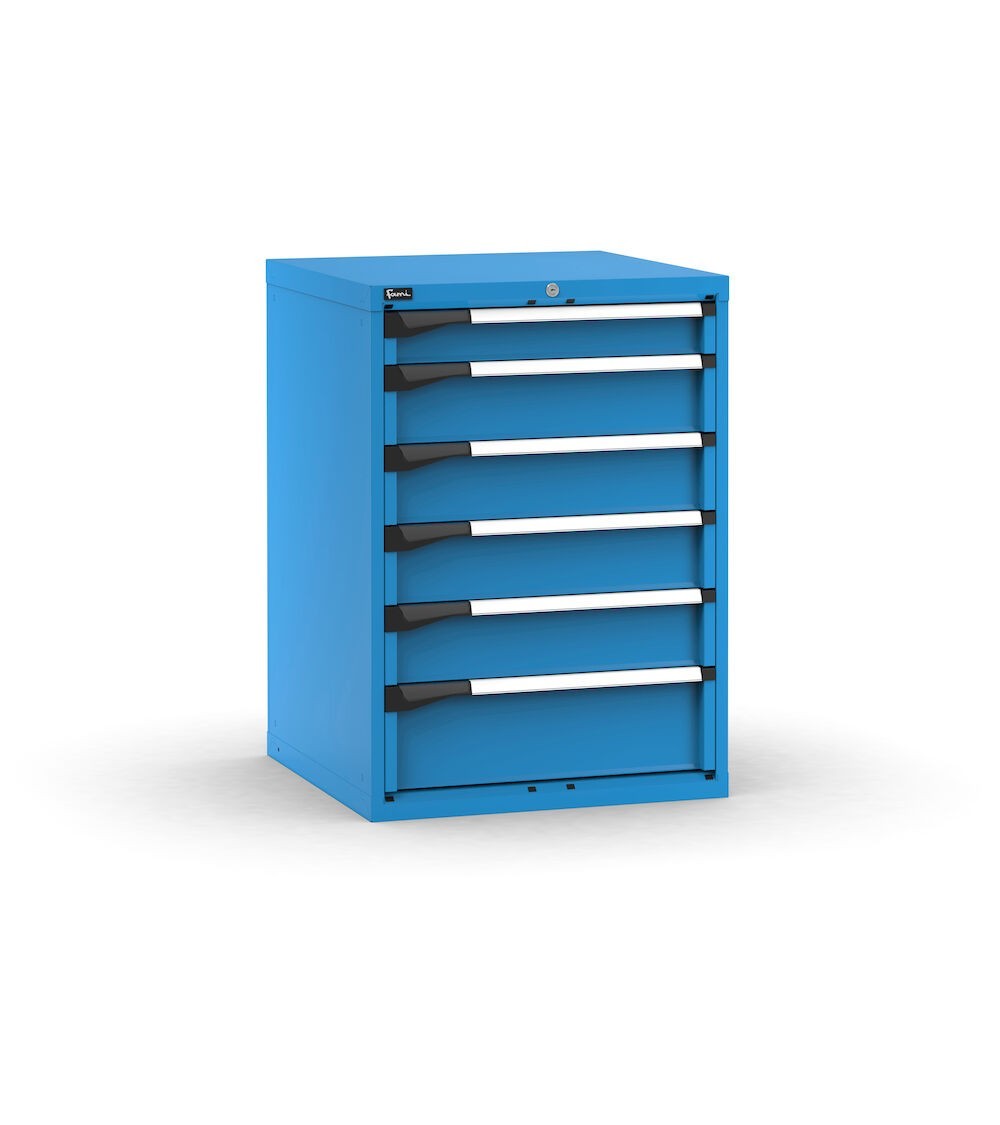 Cassettiera porta attrezzi, 6 cassetti ad estrazione telescopica 1x100 4x150 1x200, L714 x P726 x H1000 mm