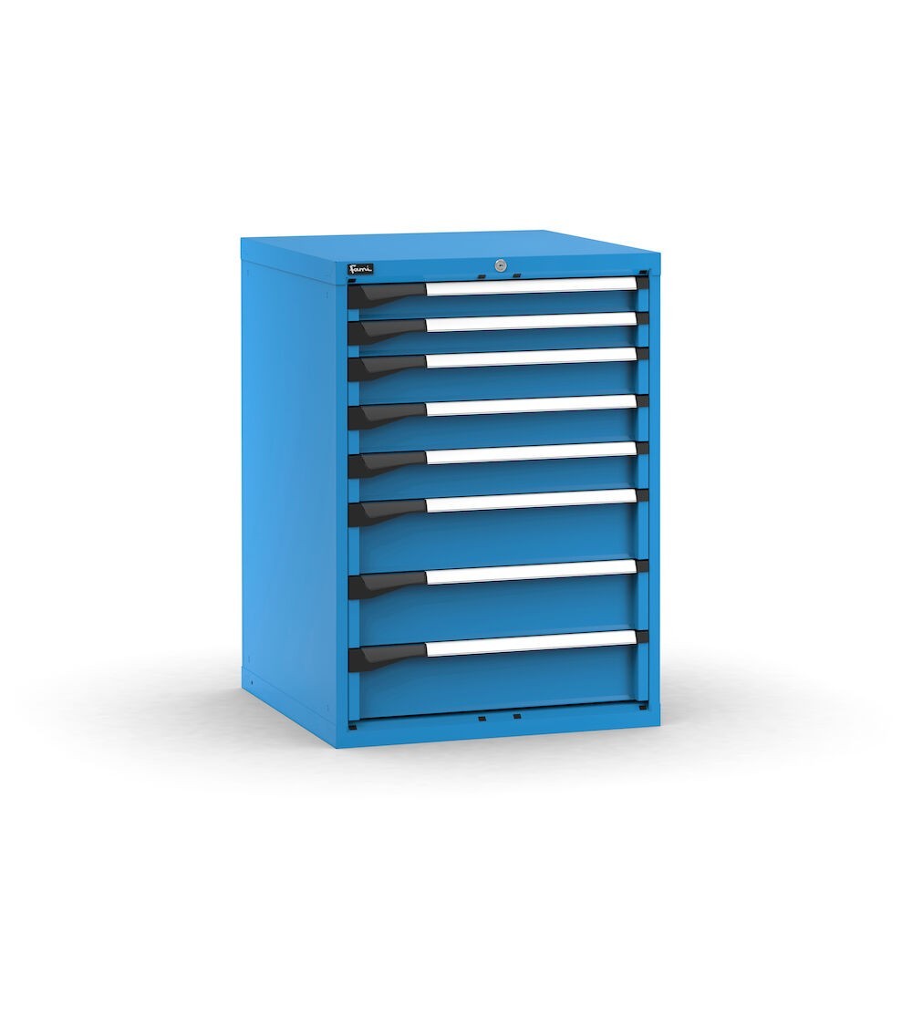 Cassettiera porta attrezzi, 8 cassetti 2x75 3x100 3x150, L714 x P726 x H1000 mm