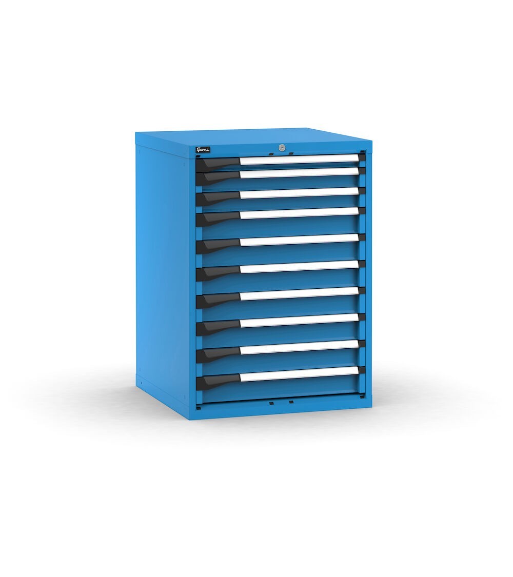 Cassettiera porta attrezzi, 10 cassetti  1x50 2x75 7x100, L714 x P726 x H1000 mm