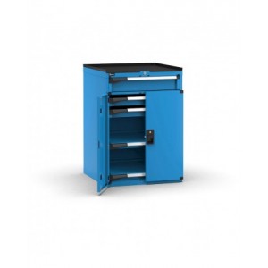 Armadietto portautensili con 2 ante a battente, 3 cassetti, 2 piani estraibili, L714 x P726 x H1022 mm