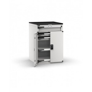 Armadietto portautensili con 2 ante a battente, 3 cassetti, 2 piani estraibili, L714 x P726 x H1022 mm