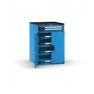 Armadietto portautensili con porte, 5 cassetti 1x50 2x75 2x100, 1 piano estraibile, L714 x P726 x H1022 mm