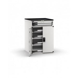 Armadietto portautensili con porte, 5 cassetti 1x50 2x75 2x100, 1 piano estraibile, L714 x P726 x H1022 mm
