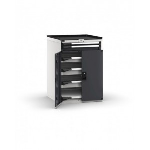 Armadietto portautensili con porte, 5 cassetti 1x50 2x75 2x100 e 1 piano ad estrazione telescopica, L714 x P726 x H1022 mm