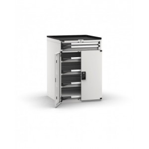 Armadietto portautensili con porte, 5 cassetti 1x50 4x75, 1 piano estraibile, L714 x P726 x H1022 mm