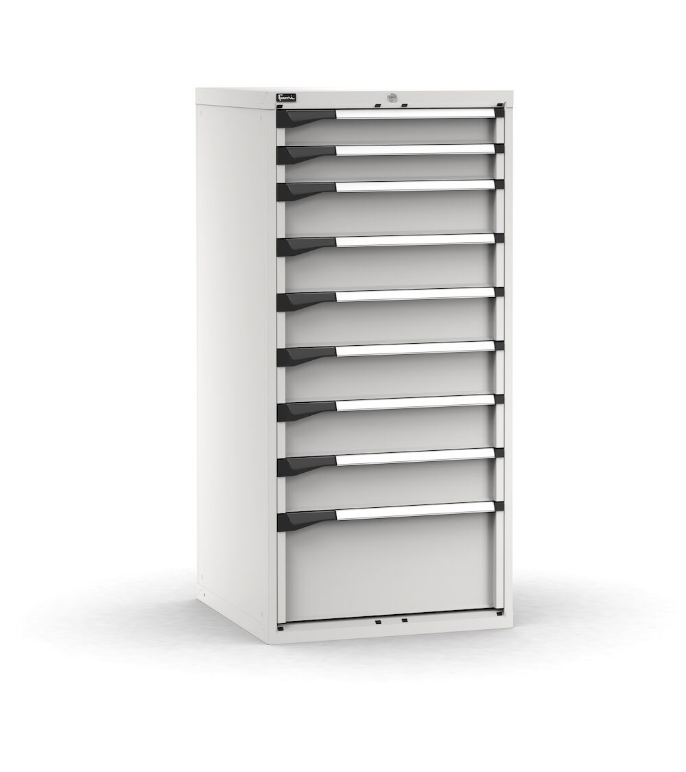 Cassettiera porta attrezzi, 9 cassetti 2x100 6x150 1x300, L714 x P726 x H1500 mm