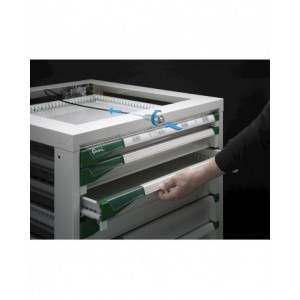 Armadio portautensili con ante a battente, 3 cassetti, 2 piani estraibili, L714 x P726 x H1500 mm