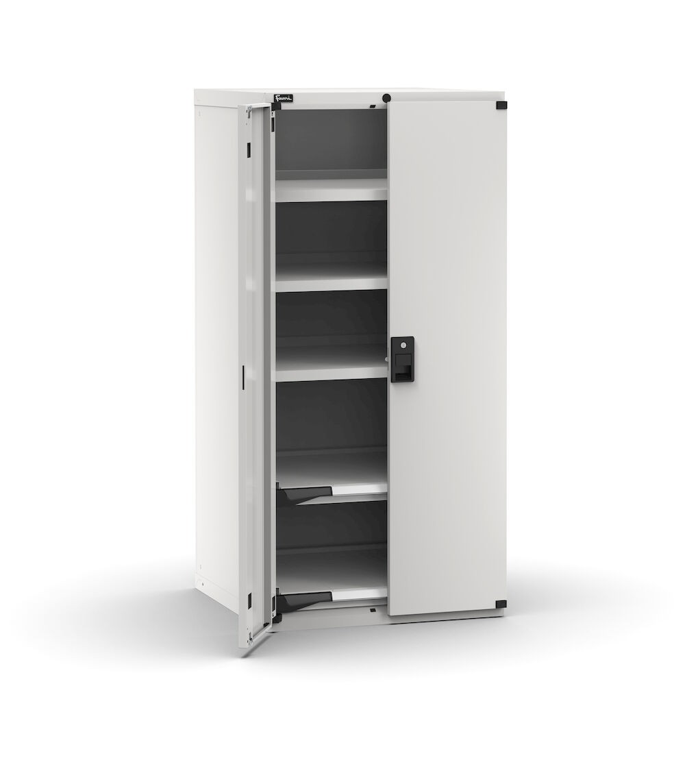 Armadio per utensili con ante a battente, 2 piani estraibili, 3 piani regolabili, L714 x P726 x H2000 mm