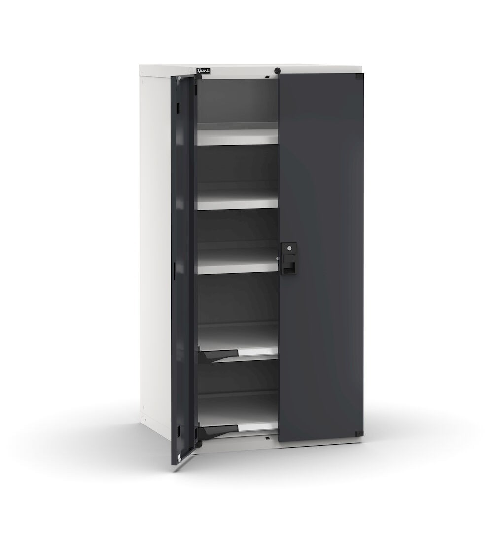 Armadio per utensili con ante a battente, 2 piani estraibili, 3 piani regolabili, L714 x P726 x H2000 mm