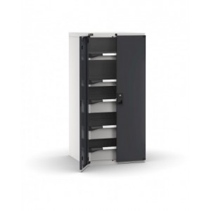 Armadietto portautensili con 2 ante a battente, 5 cassetti 2x75 3x150, L714 x P726 x H1500 mm