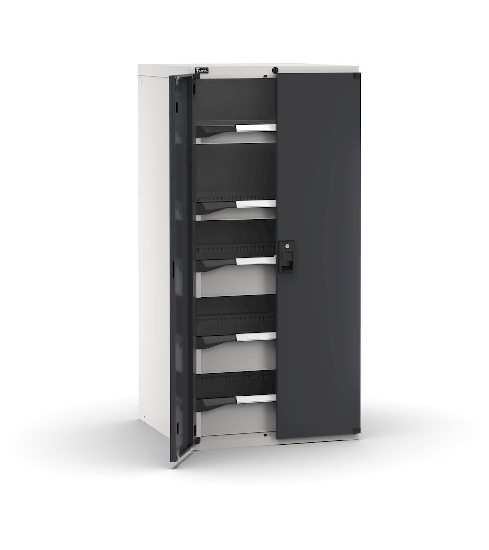 Armadietto portautensili con 2 ante a battente, 5 cassetti 2x75 3x150, L714 x P726 x H1500 mm