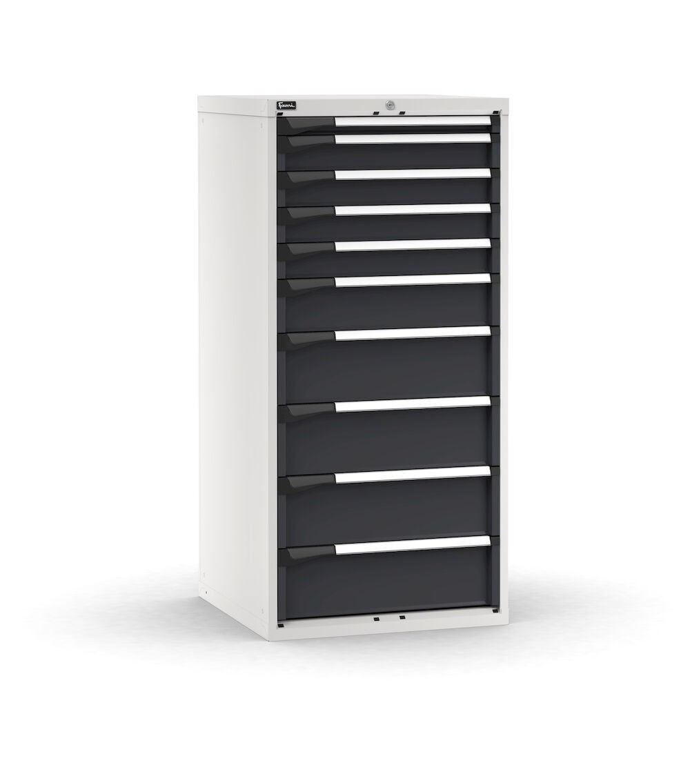 Cassettiera porta attrezzi, 10 cassetti 1x50 4x100 1x150 4x200, L714 x P726 x H1500 mm